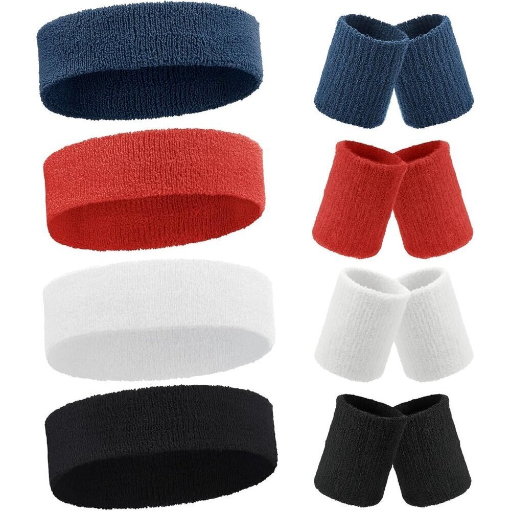 12 Pcs Neon Sweatbands Set Multi-sport Soft Terry Wicking & Absorbent